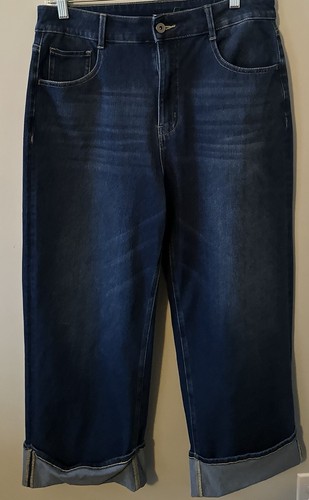 Halara Flex High Waist Cuffed Wide Leg Stretch Jeans Size Large