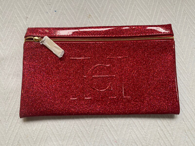 CAROLINA HERRERA Good Girl Patent Red Sparkle Clutch Makeup Cosmetic Bag  NEW