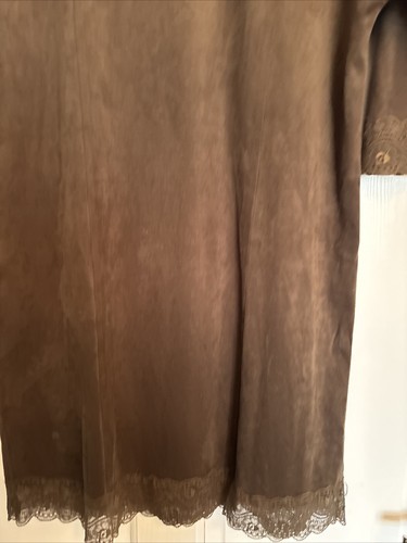 New Ladies Zara Brown 3-4 Sleeve  Knee Length Velvet Dress With Lace Trims - XS - Picture 7 of 20