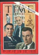 TIME REISCHAUER KENNAN GALBRAITH THE NEW US AMBASSADORS Magazine 1962 January 12