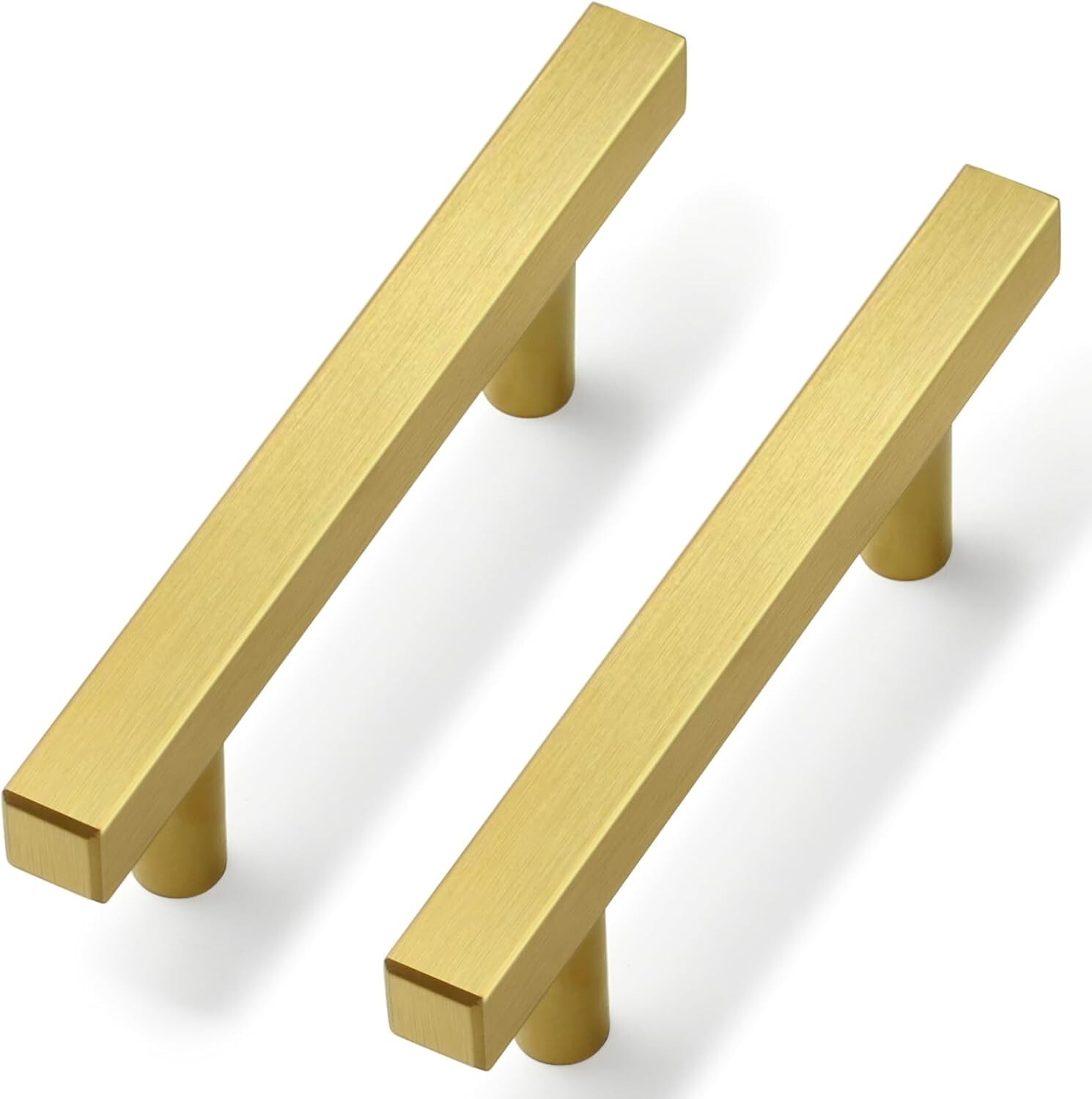 30 Pack 3 Inch Brushed Brass Cabinet Handles Modern Square Gold Pulls