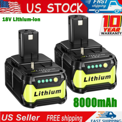 2X For RYOBI P108 18V One Plus High Capacity Battery 18 Volt Lithium-Ion 8.0Ah