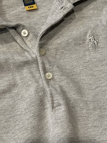 Polo Ralph Lauren Gray Logo Pony Girls 7 Small L/S 2 Pocket Button Shirt Dress - Picture 6 of 14