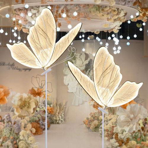 Lámpara de pie mariposa exterior 2 PIEZAS, iluminación LED luminosa para fiesta boda dorada - Imagen 2 de 10