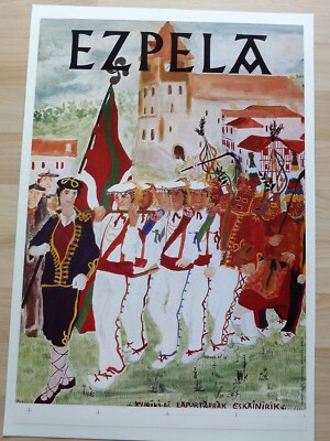 Affiche Ancienne Toursime Espelette Pyrénées-Atlantiques