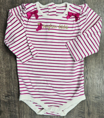 Baby Girl Clothes Gymboree 6-12 Month Bonjour Bebe Striped Bodysuit
