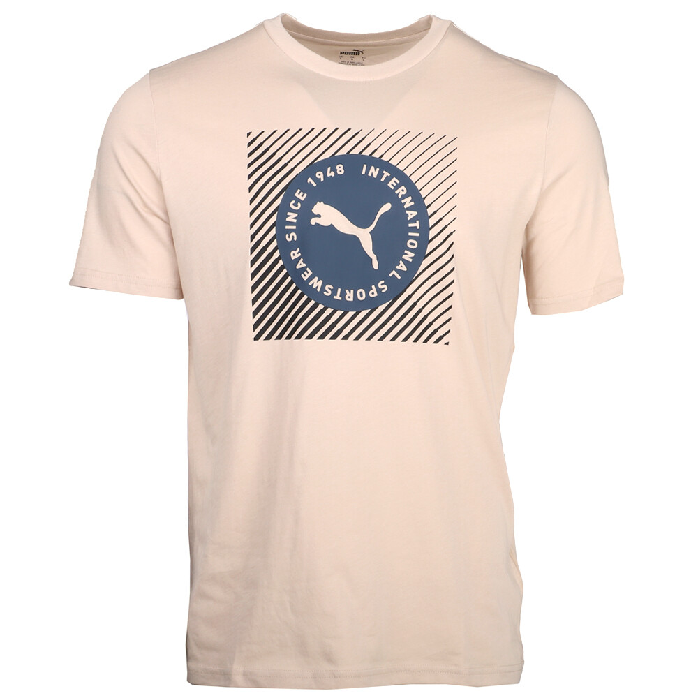 Футболка с коротким рукавом и круглым вырезом с графическим принтом Puma Fadeout, мужские повседневные топы бежевого цвета, 67450