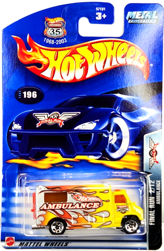 2003 1:64 Hot Wheels Final Run 2/12 Ambulance Yellow #196 - Picture 3 of 10