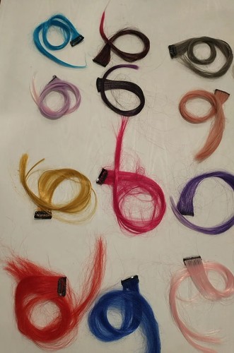 24 Pezzi Di Extension Capelli Clip In Multicolore Evidenziatori Usati Potrebbe Servere - Foto 8 di 8