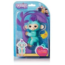 Fingerlings Zoe Interactive Pet Baby Monkey Toy Teal w/ Purple Hair