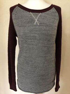 Super Dry Vintage Premium Black Label Pullover glitzernd grau und weinrot Gr. M