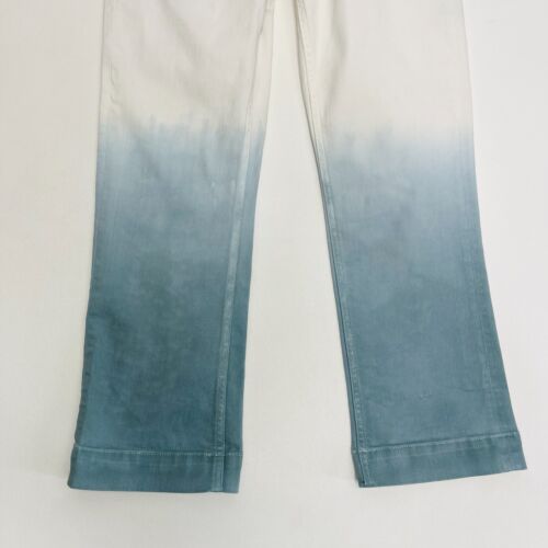 Jeans Anthropologie blu e bianco Ombre Dip Dye vita alta crop taglia 27 - Foto 3 di 14