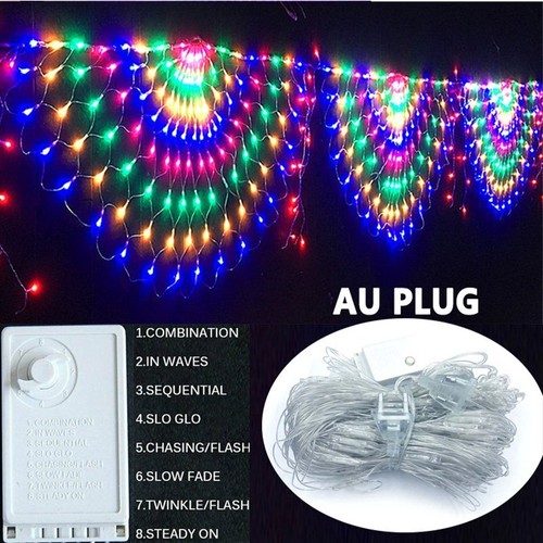 3M 444LED Peacock Waterfall Net Mesh Curtain Fairy String Light Xmas Party Decor - Picture 22 of 25