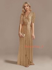 Luxury V-Neck Evening Dresses Women Party Maxi Dress Sequin Gowns Prom Dress