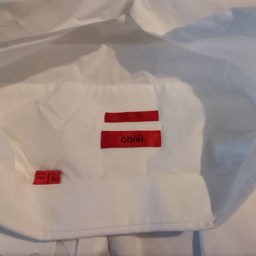 Hugo Boss Dress Shirt Size 15.5 39 Slim Fit Solid White 100 Cotton eBay