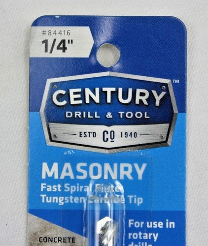 Taladro y herramienta Century #84416 - broca de punta de carburo de tungsteno espiral rápida de mampostería de 1/4 - Imagen 2 de 2