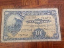 10 Shillings Gibraltar banknote Dated 1937