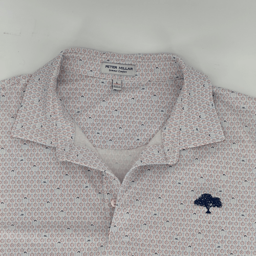 Peter Millar L White Still Song Golf Polo Shirt Summer Comfort Tree Logo - Picture 2 of 8