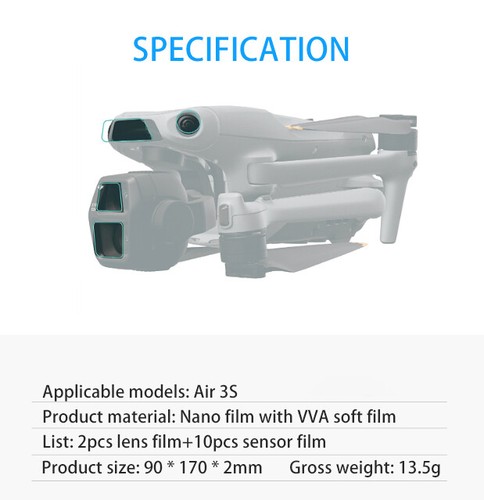 For DJI AIR 3S HD Tempered Film Lens Anti-scratch Touch Drone Protective Lens - Picture 11 of 13