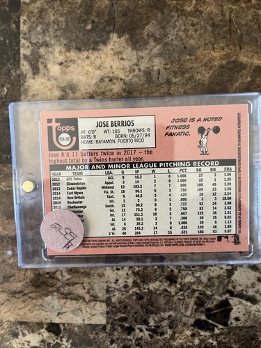 José Berrios Topps heritage certified autograph Red Ink 27/69 - Picture 2 of 3