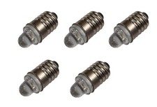 E10 Miniature LED Flashlight Lamps or Light Bulbs, 3V 0.02A, Pack of 5