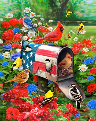 Expecting Mail 36in x 44inFabric Panel Patriotic America the Beautiful