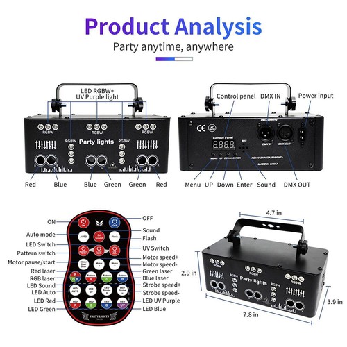 21Eye Laser Projector Stage Party Light RGB DMX Strobe Lighting DJ Disco LED Bar - Picture 11 of 12