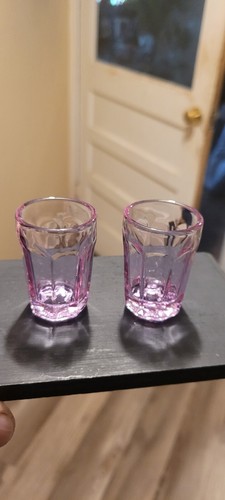 Vintage 20er Jahre Neodym Lila Tequila Schnapsglas Paar 2 - Bild 2 von 6