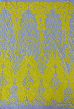 FEATHERS - Design Sequins Embroider 4 Way Stretch Mesh Fabric By Yard