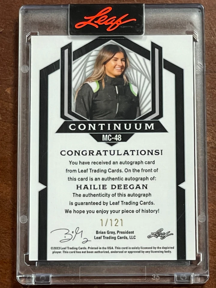 2023 LEAF METAL Continuum Encased HAILIE DEEGAN AUTO # 1 /121 NASCAR Truck 1/1 - Image 3 of 3