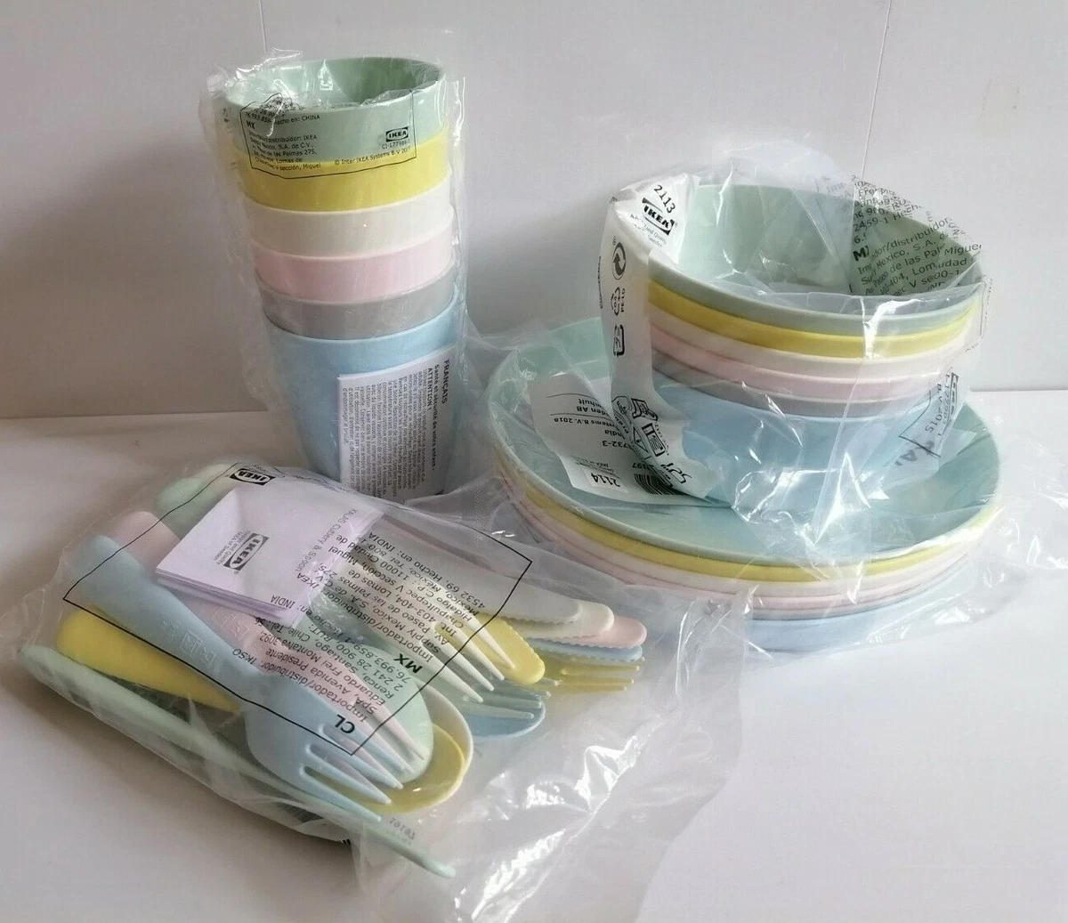 IKEA KALAS CHILDREN'S KIDS PLASTIC 6 BOWLS 6 PLATES 6MUGS