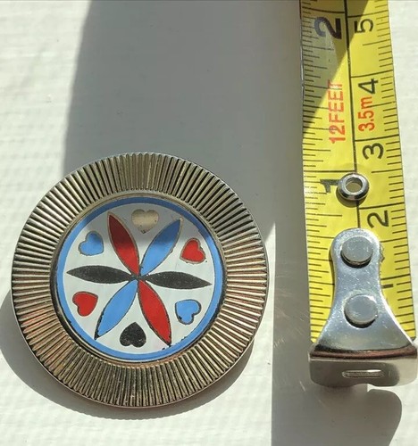 Vtg Enameled Pennsylvania Dutch Hex Pin / Brooch - Picture 9 of 10