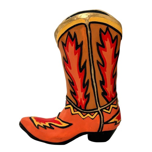 Department 56 Cowboy BOOT Ceramic Christmas Ornament Vintage Fire Flames - Picture 2 of 10