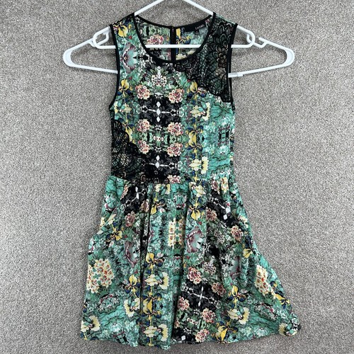Abito donna Ladakh taglia small verde floreale multicolore senza maniche plissettato