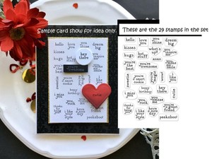 Hero-Arts-Greetings-Mini-Messages-Clear-Stamp-Set-29-Stamps-Hugs-Kisses-Friend
