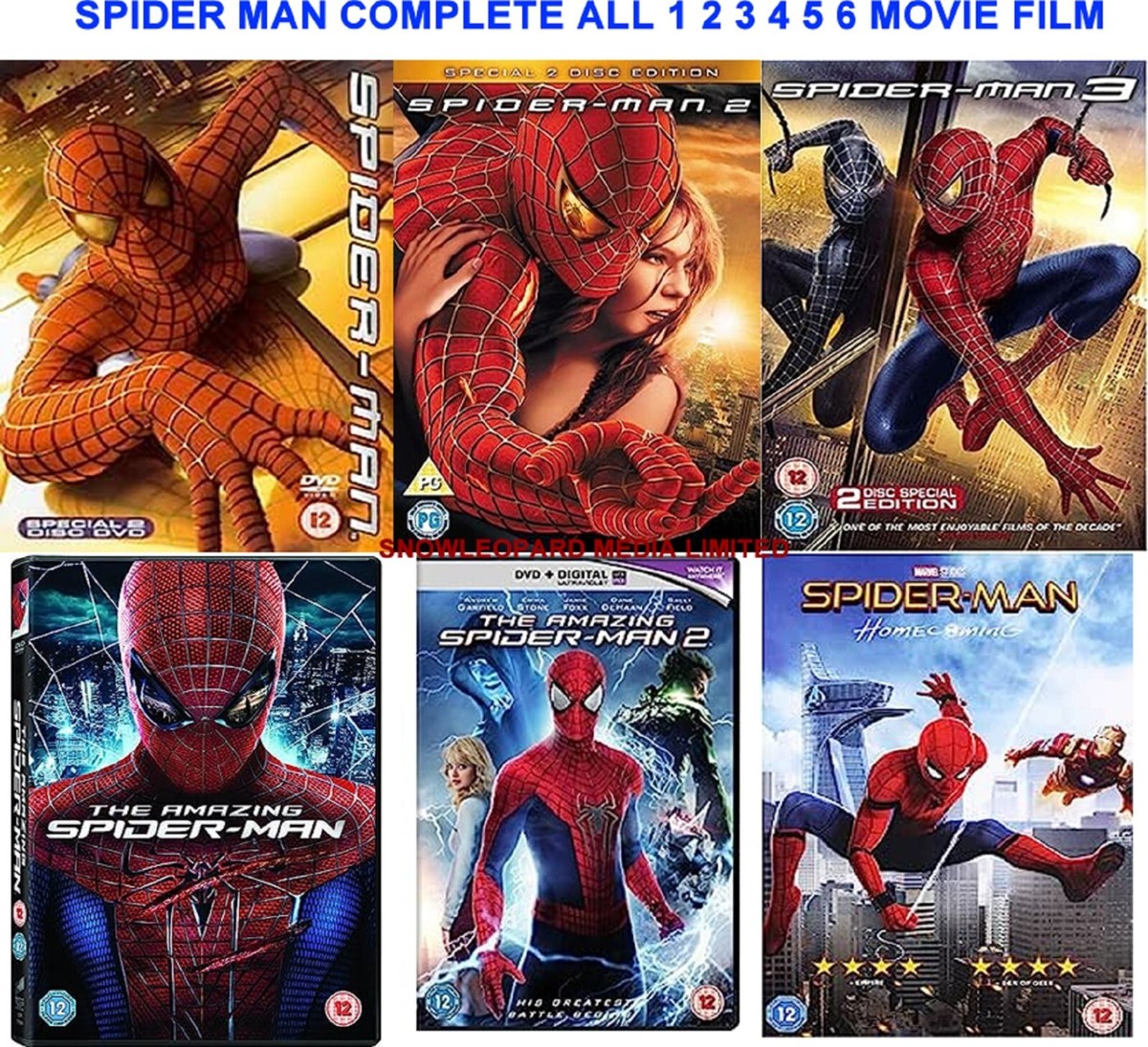 SPIDER MAN COMPLETE ALL 1 2 3 4 5 6 MOVIE FILM COLLECTION SPIDER MAN COMPLETE ALL 1 2 3 4 5 6 MOVIE FILM COLLECTION