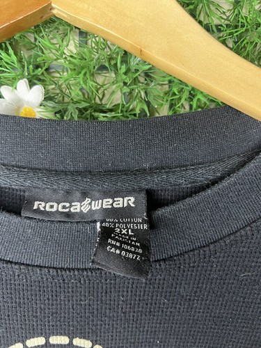 Vtg Y2K Rocawear Denim Company Logo Long Sleeve Shirt Size 2XL Black Embroidered - Picture 4 of 8