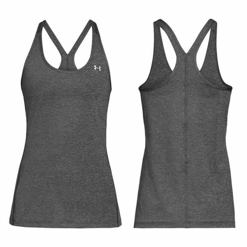 NEW WOMENS SIZE LARGE CHARCOAL UNDER ARMOUR UA RACER MESH ATHLETIC YOGA TANK TOP
