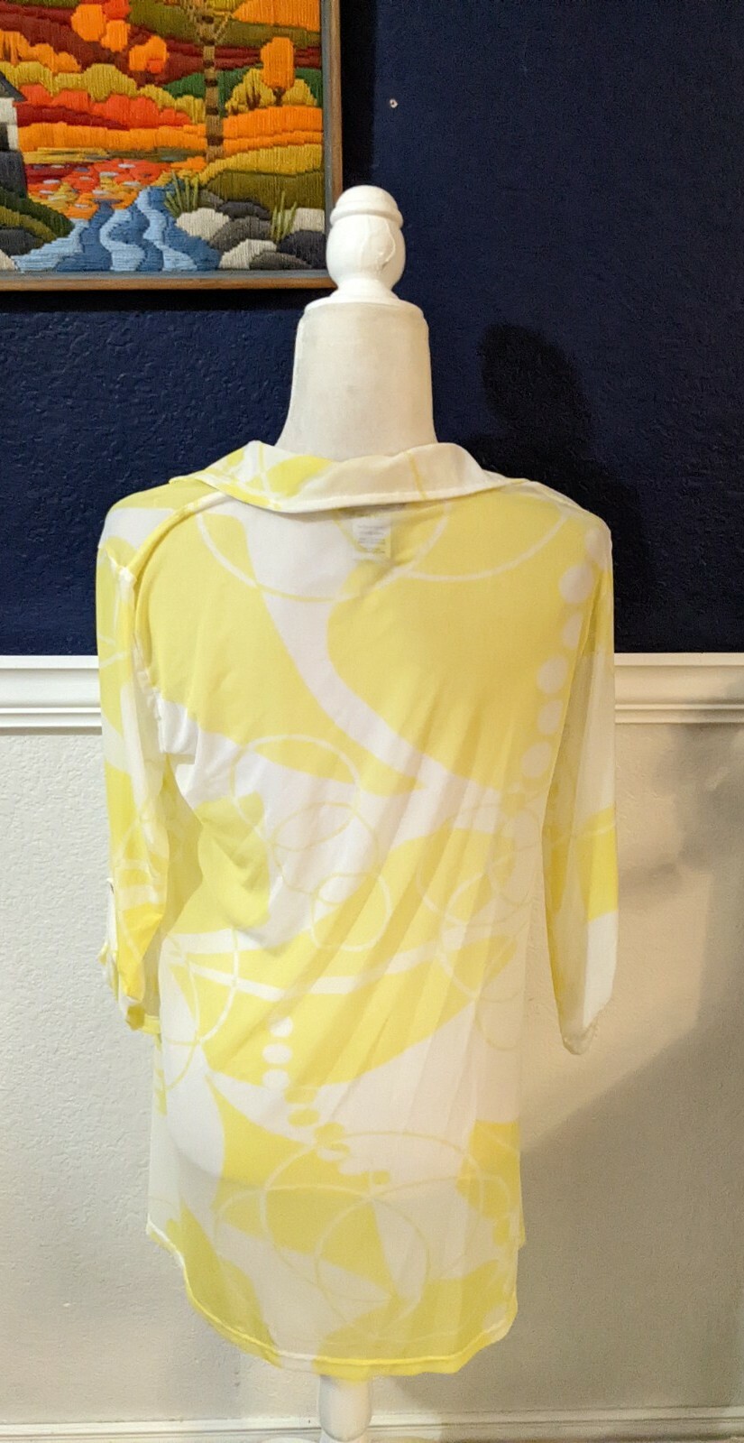 John Mark Long Tunic Button Collared Yellow Sheer… - image 4