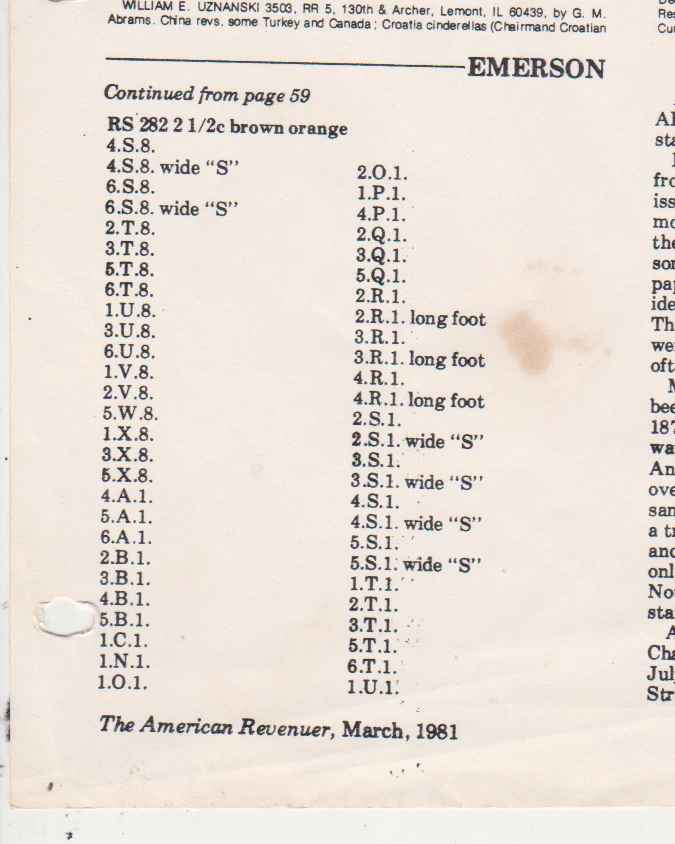 Scott # RS280 Precancel 4D1 Private Die Medicine Emerson Drug Hyphen Perf 7 MNG - Image 4 of 4