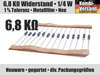 1/10/20/40 x 6,8 KOhm KΩ Widerstand, 1/4 Watt Metallfilm, 1 % Toleranz, 0207