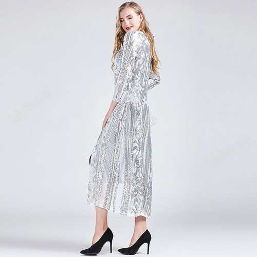 Damen Pailletten Cardigan Bluse vorne offen Langarm Club Abend Abschlussball Party Mantel - Bild 11 von 15