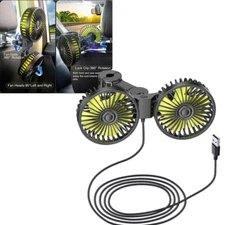 Dual Head USB Car Seat Fan Car Rear Cooling Fan Car Fan for Backseat Kids Baby~