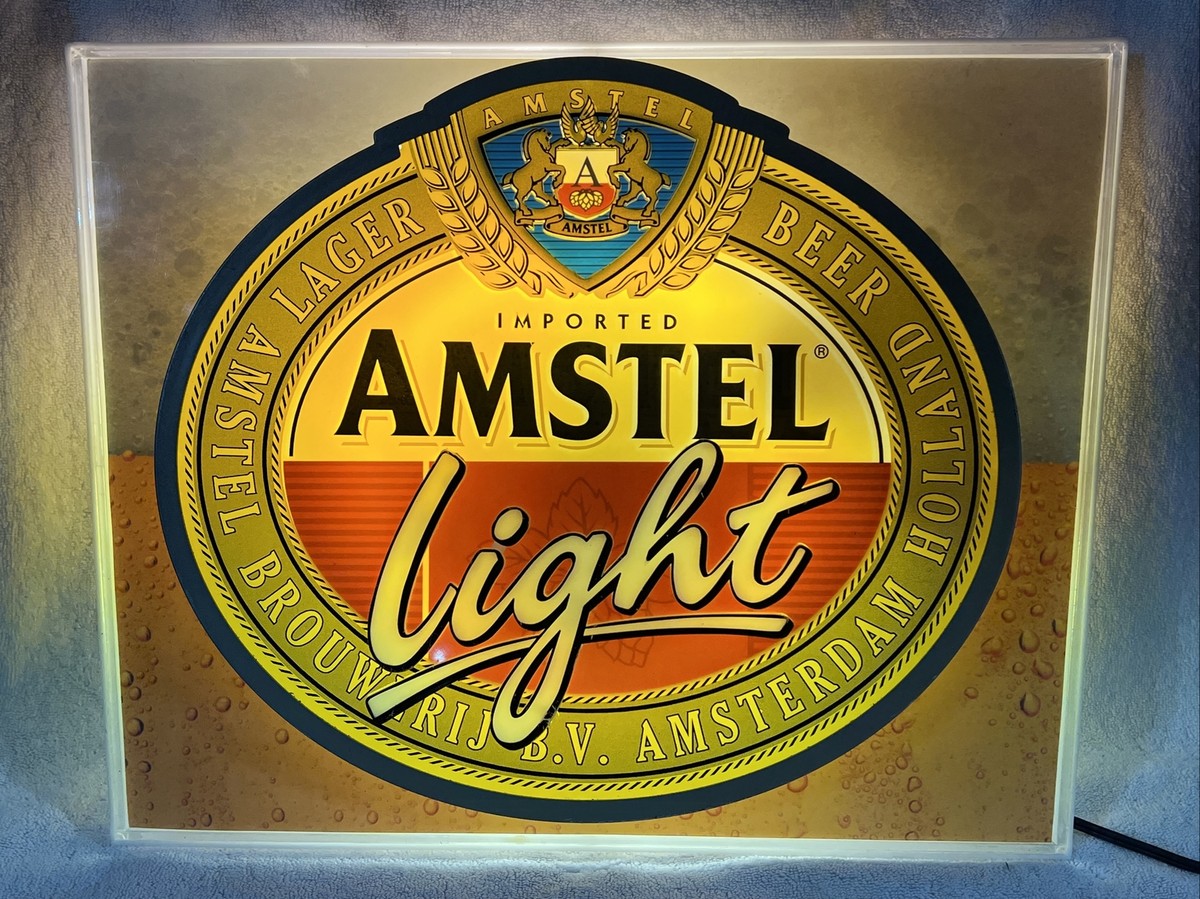 AMSTEL LIGHT LAGER BEER LIGHT UP SIGN 13 1/2