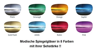 2 Brillengläser Kunststoff Sonne 1,5 oder 1,6 Verspiegelt mit Ihrer Glasstärke !