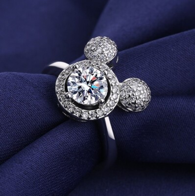 Silver Disney Mickey Mouse Pave Cubic Zirconia Adjustable