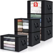 3-piece Storage Bag Foldable Closet Storage Container with Lid Reinforced Handle
