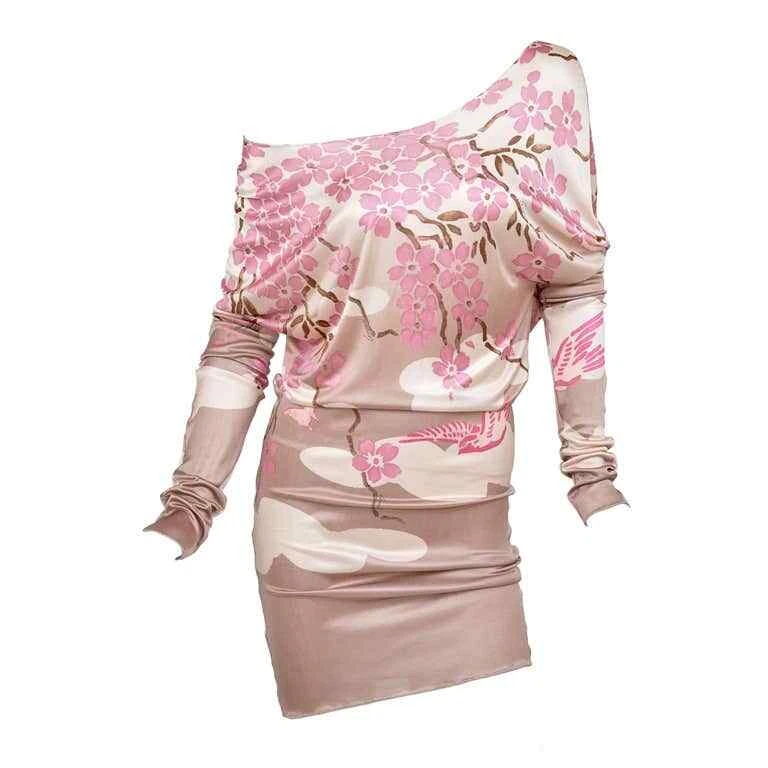 Abito Tom Ford vintage S S 2003 per Gucci stampa giapponese