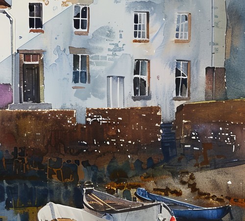Tranquil Watercolor Harbor Scene Painting Print 5"x7" on Matte Paper - 第 5/6 張圖片