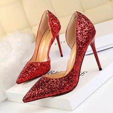 Decolte Rosse Con Brillantini E Tacco A Spillo 9,5 Cm Sexy CF55520